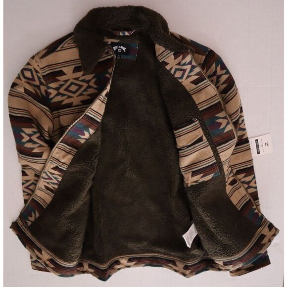 Billabong ABYJK00184 Men's Sz L Gravel Brown Multi Barlow Sherpa Jacket - Picture 7 of 14